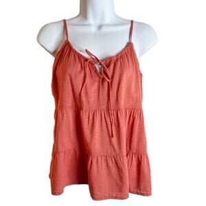 Old Navy Women's Camisole Top Size XS Pink Tie Neck Swiss Dot Sleeveless Boho
